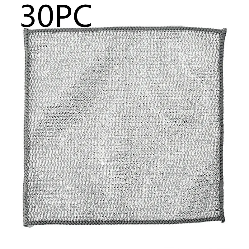 Steel Wire Ball Cloth Kitchen Cleaning Dishcloth - Silver Silk Cloth 30Pc