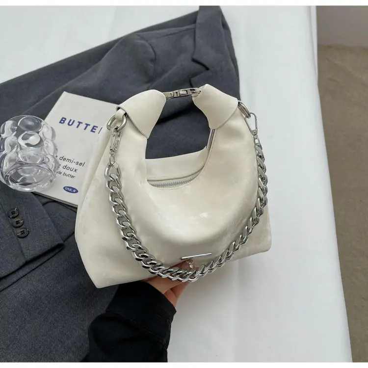 Korean Fashion One Shoulder Dumpling Bun - White