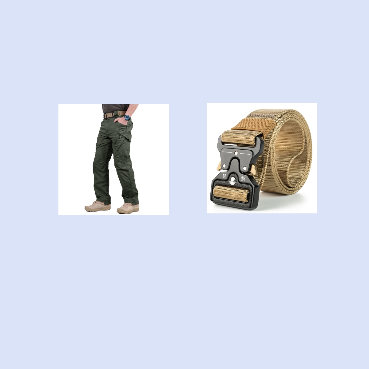 Green pants khaki belt