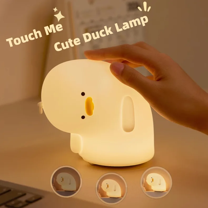 Cute Duck LED Night Light USB Rechargeable Nightlights Silicone