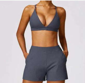 Bra and shorts blue gray