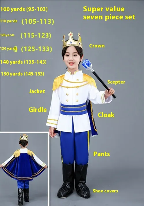Prince Costume Children's Halloween King Cosplay Dress Up Blue Prince - Shop at LoveMi