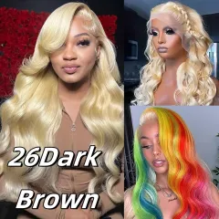 European And American Style Lace Full Head Synthetic Wig - Dark Brown - View 1
