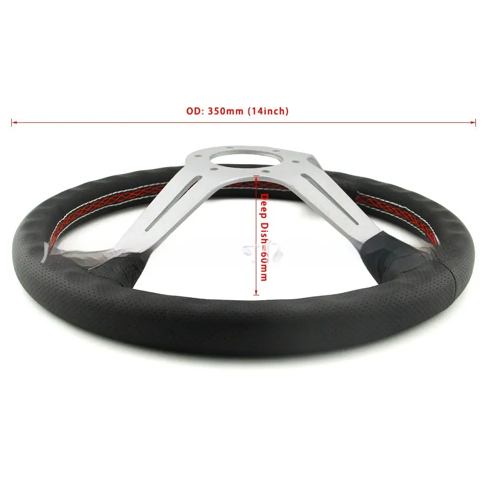 Leather 14-inch Middle Concave Steering Wheel