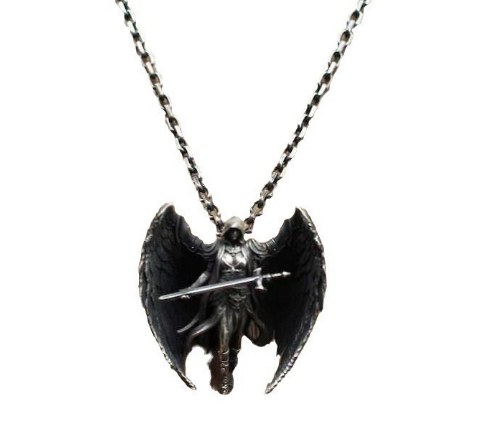 Classic Mythical  Scarlet Wing Sword Archangel Pendant