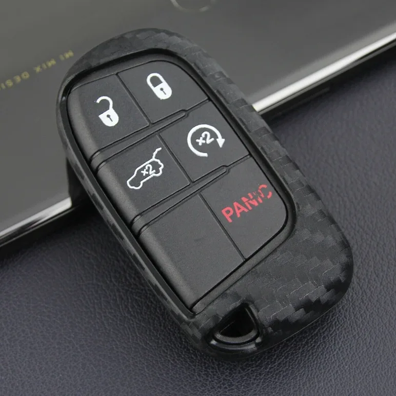For Key Case Cover Dodge Chrysler Fiat Carbon Fiber