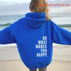 Do What Makes You Happy Sweatshirt Large Sweater - Sapphire Blue White Pattern - View 1