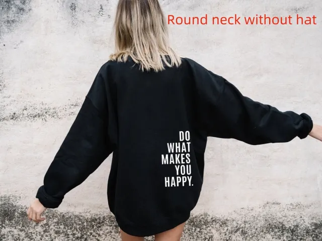 Do What Makes You Happy Sweatshirt Large Sweater Black And White Pattern - Shop at LoveMi