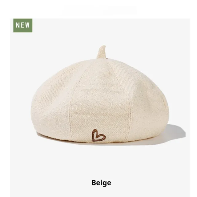 Love Beret Solid Color Big Head Suitable For Artistic Painter Hat Beige - Shop at LoveMi