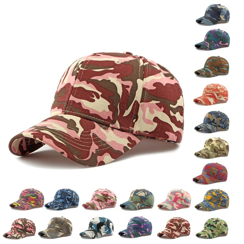 Camouflage Cotton Baseball Cap Outdoor Sun Protection Sports Hard Top Peak Cap