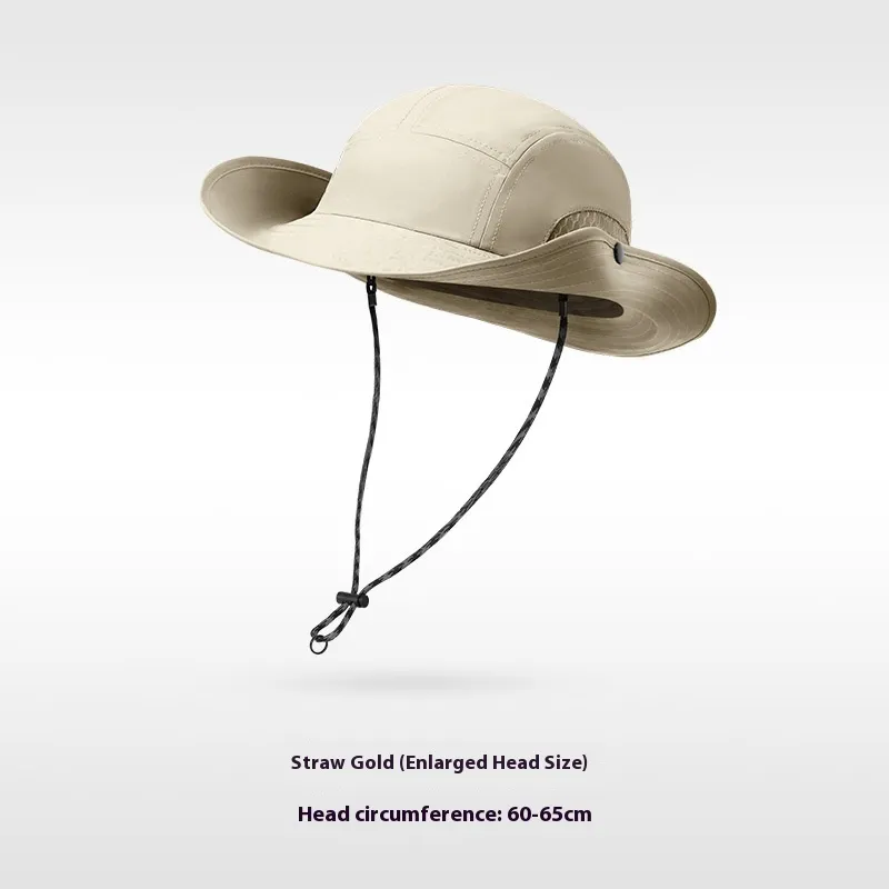 Summer Sun Protection Hat Men's And Women's Outdoor Cycling Fishing Mountaineering Bucket Hat Breathable And UV-resistant - Straw Gold Extra Large