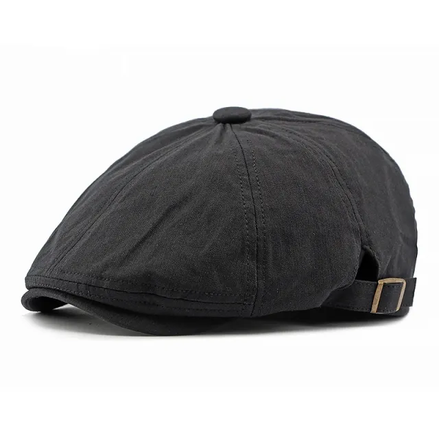 Men's And Women's Octagonal Cap Korean style Simple Light Plate Peaked Cap British Retro Art Casual Painter Cap Black - Shop at LoveMi