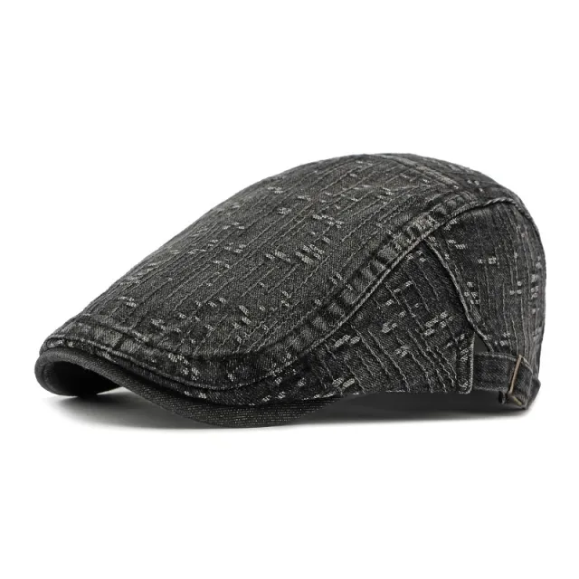 Korean Style Fashion Wash Denim Hat Lady Literature Retro Beret Cotton Black - Shop at LoveMi