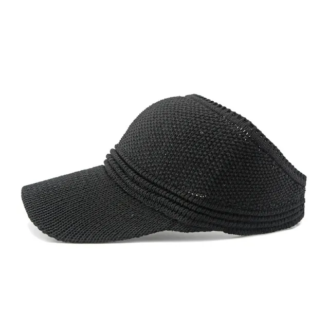 Simple Light Board Empty Top Baseball Casual Sun proof Sunshade Knitted Ventilation Cap Black - Shop at LoveMi