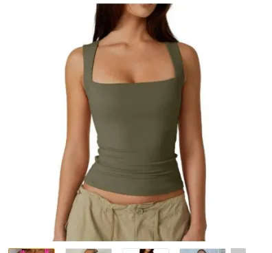 European And American Fashion Brand Sexy Slim fit Top Square Collar Bottoming Shirt Vest Army Green - Shop at LoveMi