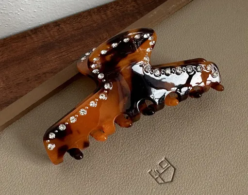 Female Versatile French Large Acetate Gripper Leopard Print Medium 8Cm - Shop at LoveMi