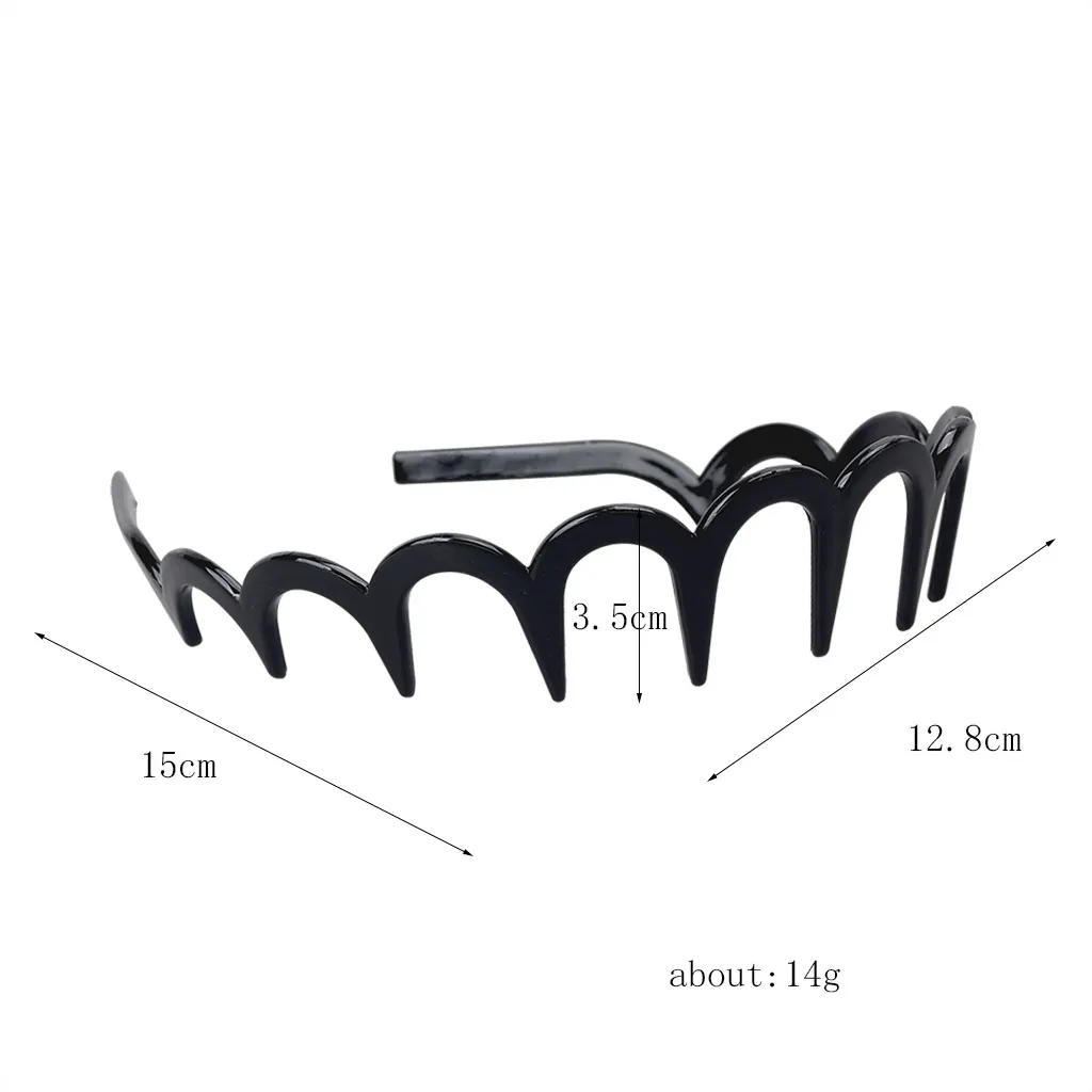 Drop-resistant Beef Tendon Toothed U-shaped Headband - Black