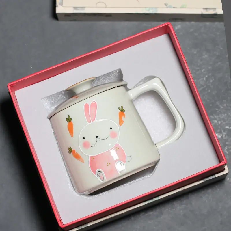 Household Grass And Wood Gray Hand-painted Cute Rabbit Ceramic Underglaze Water Cup