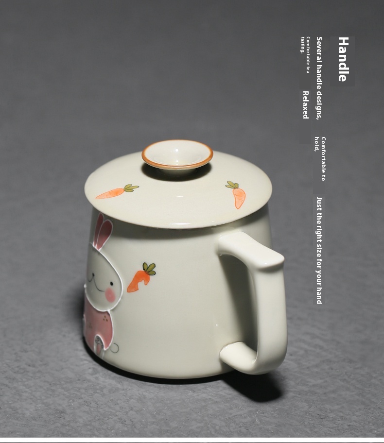 Household Grass And Wood Gray Hand-painted Cute Rabbit Ceramic Underglaze Water Cup