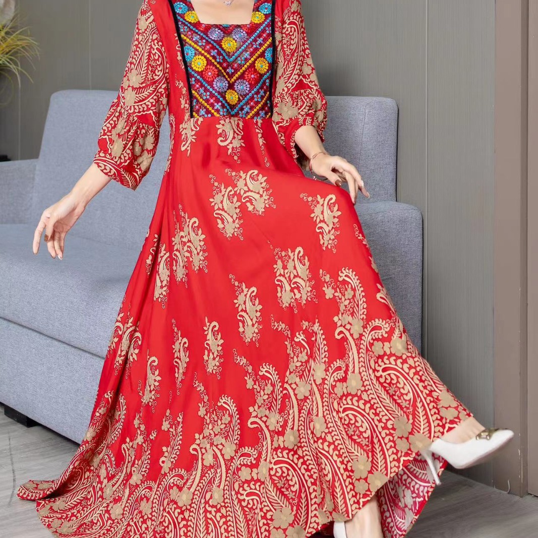 Title 4, Vestido de cintura bordado bohemio a la moda pa...
