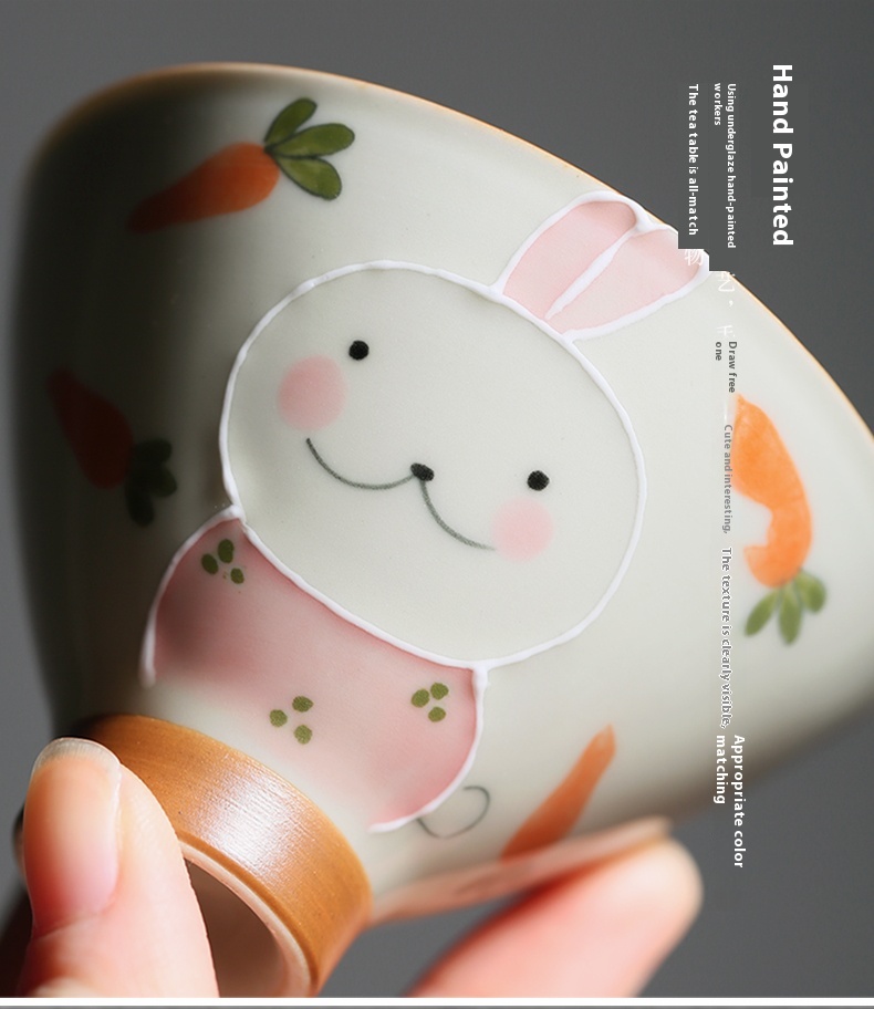 Title 4, Underglaze Porcelain Hand Painted Rabbit Bamboo...