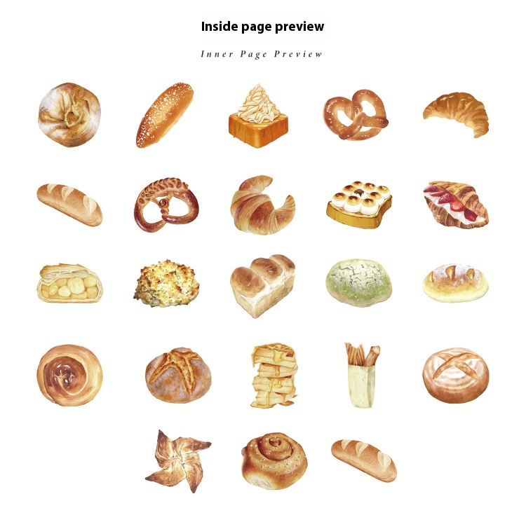 Bakery - Baked Goods Stickers 46Pcs | Pretzel, Brioche, Croissant...