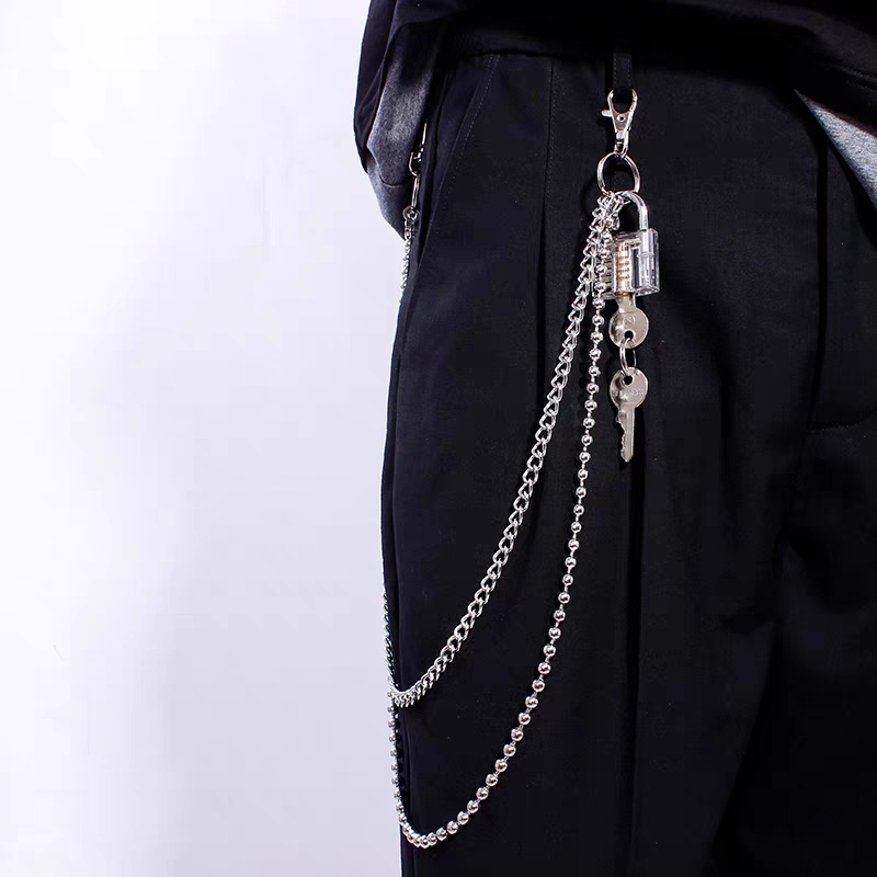 Title 2, Transparant trendy hangslot met ketting. Besche...