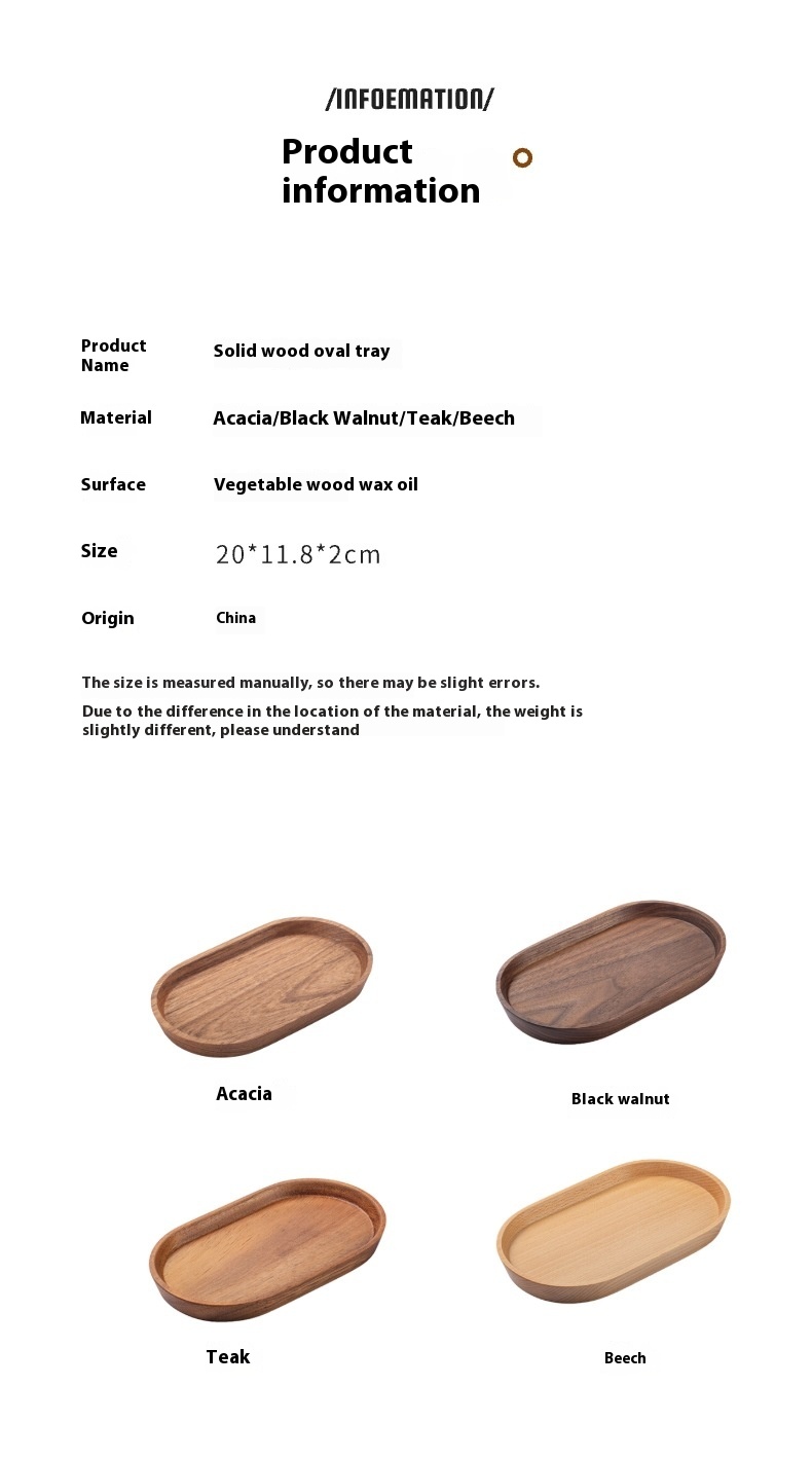 Title 9, Solid Wood Plate Oval Tray Practical Snack Frui...