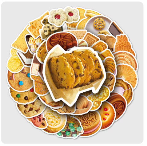 Biscuit & Cookie Stickers Pack 50Pcs