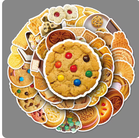 Biscuit & Cookie Stickers Pack 50Pcs