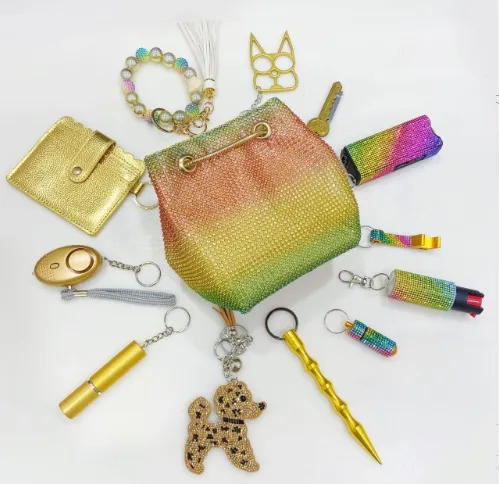 Gorgeous Gold Safety Keychain Set Colorful Gold - Shop at LoveMi