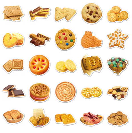 Biscuit & Cookie Stickers Pack 50Pcs