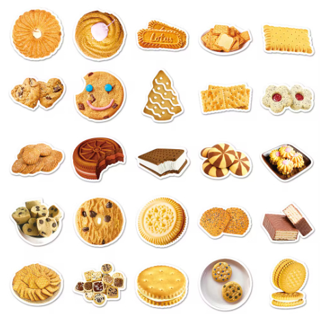 Biscuit & Cookie Stickers Pack 50Pcs