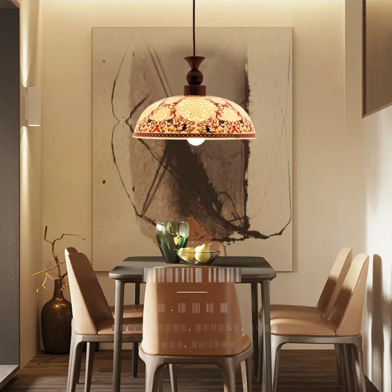 Creative Retro Adjustable Height Ceramic Pendant Light