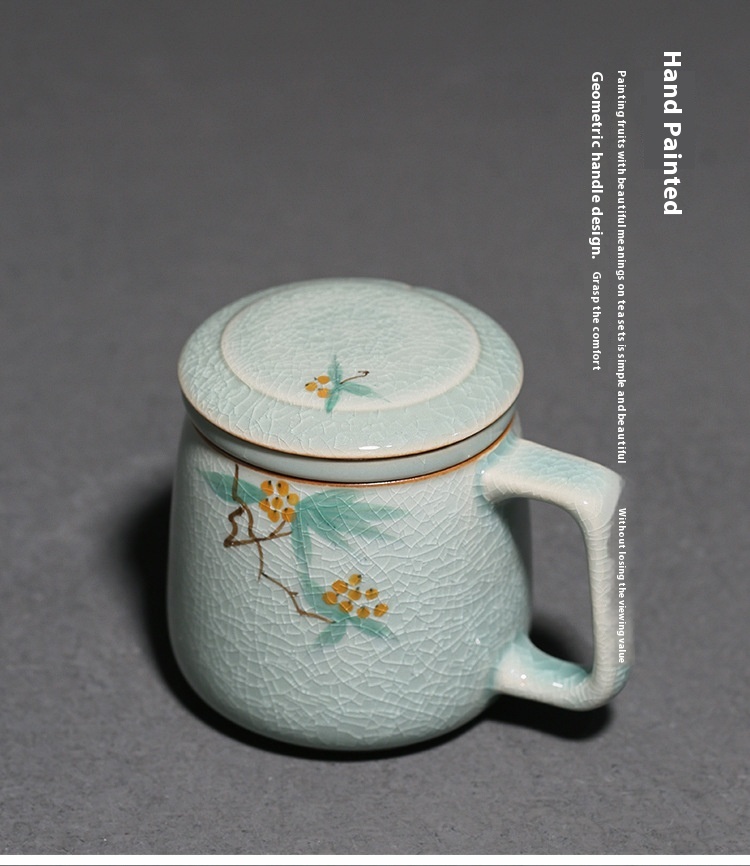 Title 3, Ice Crack Hand Painted Loquat Tea Cup Tea And W...