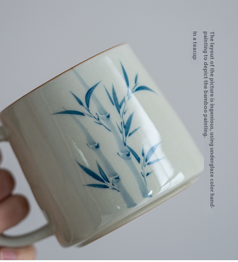 Title 6, Hand Painted Bamboo Office Cup Underglaze Tea Cup