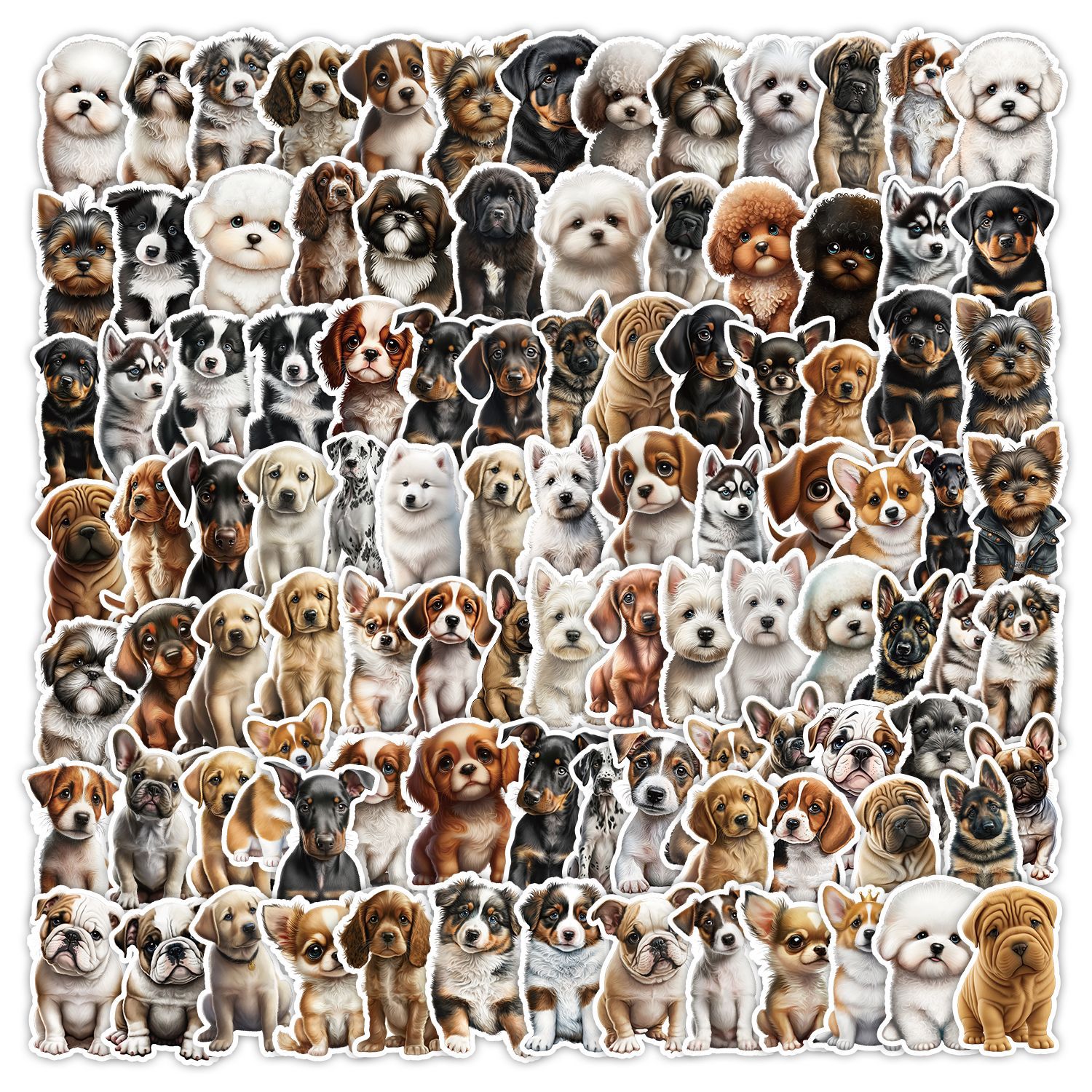 Realistic Dog Stickers | HUGE Set 100Pcs