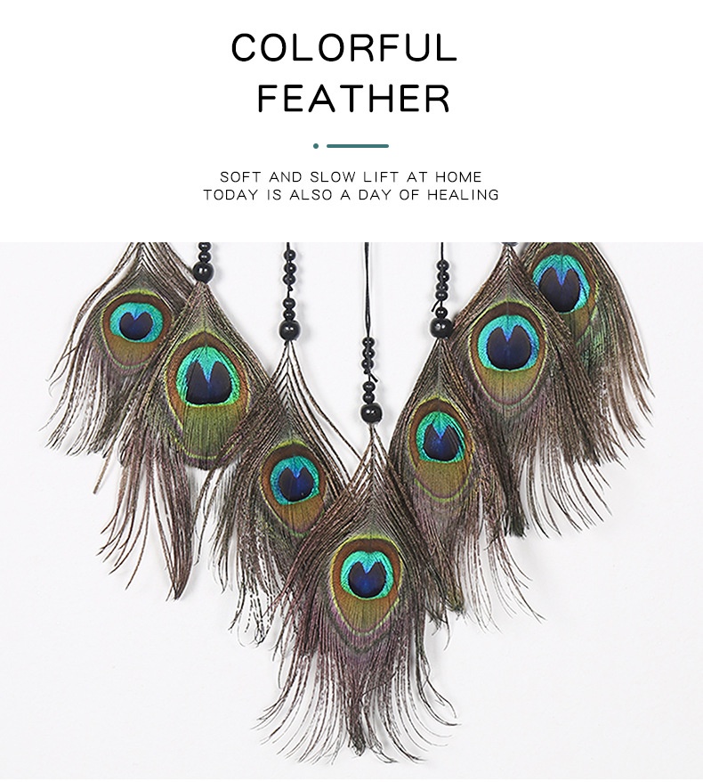 Title 8, Peacock Feather Dreamcatcher Wall Mori Style Di...