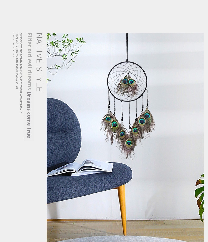 Title 2, Peacock Feather Dreamcatcher Wall Mori Style Di...