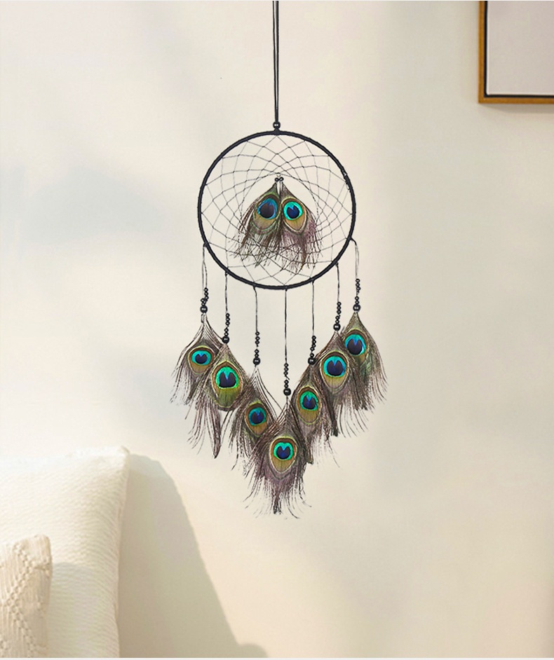 Title 12, Peacock Feather Dreamcatcher Wall Mori Style Di...