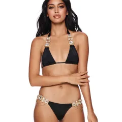 Women's Fashion Bikini Swimsuit With Shoulder Straps - Black - View 1