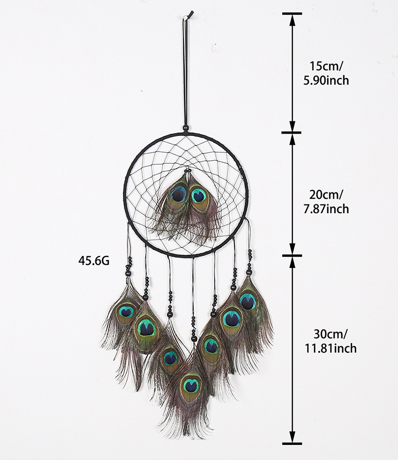 Title 9, Peacock Feather Dreamcatcher Wall Mori Style Di...