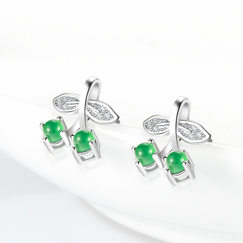 Emerald Green Cherry Earrings