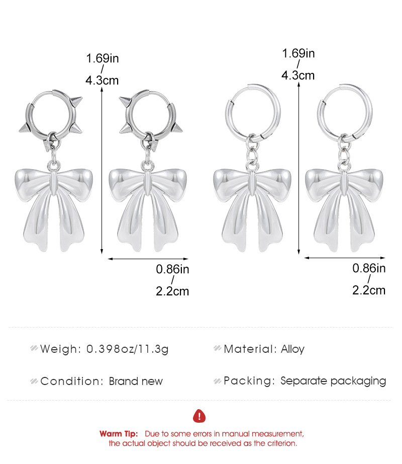 Title 3, Cute Swirls Bowknot Gothic Charm Rivet Earrings...