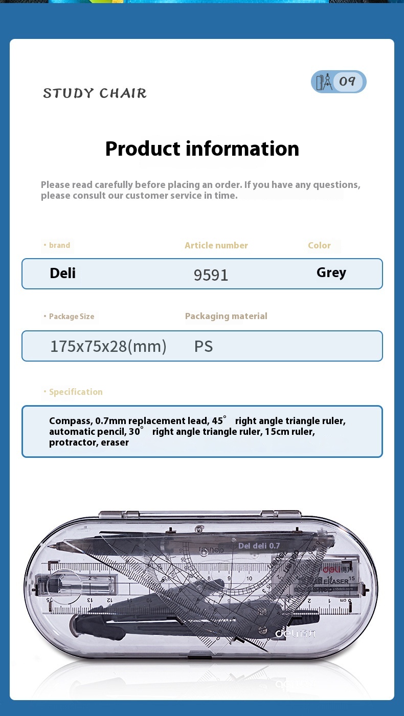 Title 1, Compasses Set 9591 Exam Ruler