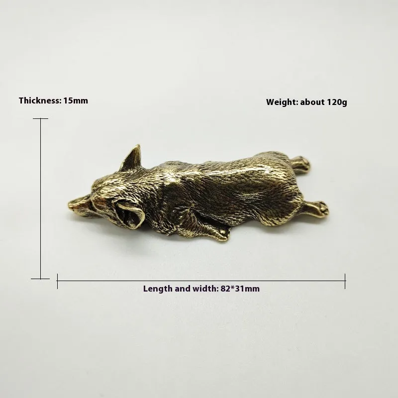 Pure Copper Wales Corgi Brass Solid Lying Fox Home Ornament Paper Weight Creative Personality Decoration - Welsh Corgi