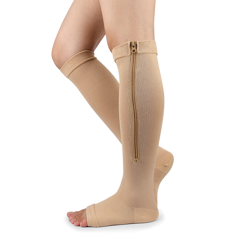 Skin color zipper socks