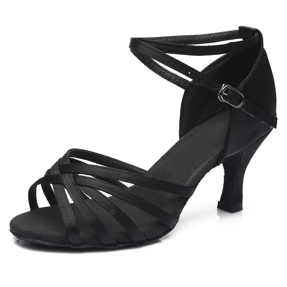 Indoor Satin Latin Dance Shoes - Black