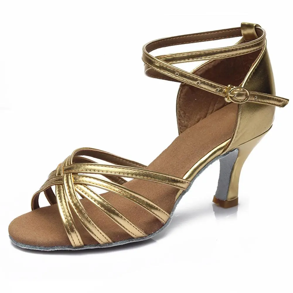Indoor Satin Latin Dance Shoes - Gold