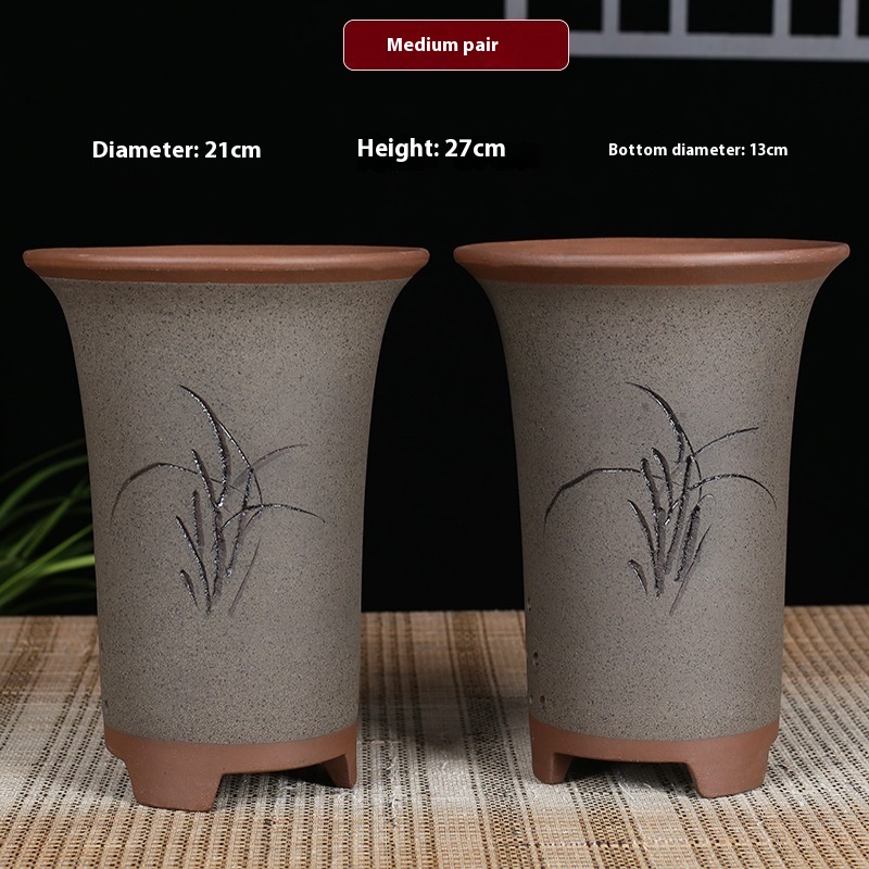 Gray Orchid Pots M Two